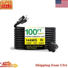 Power Inc GG 13800BK 14/3 SJTW Outdoor Extension Cord Black 100 ft