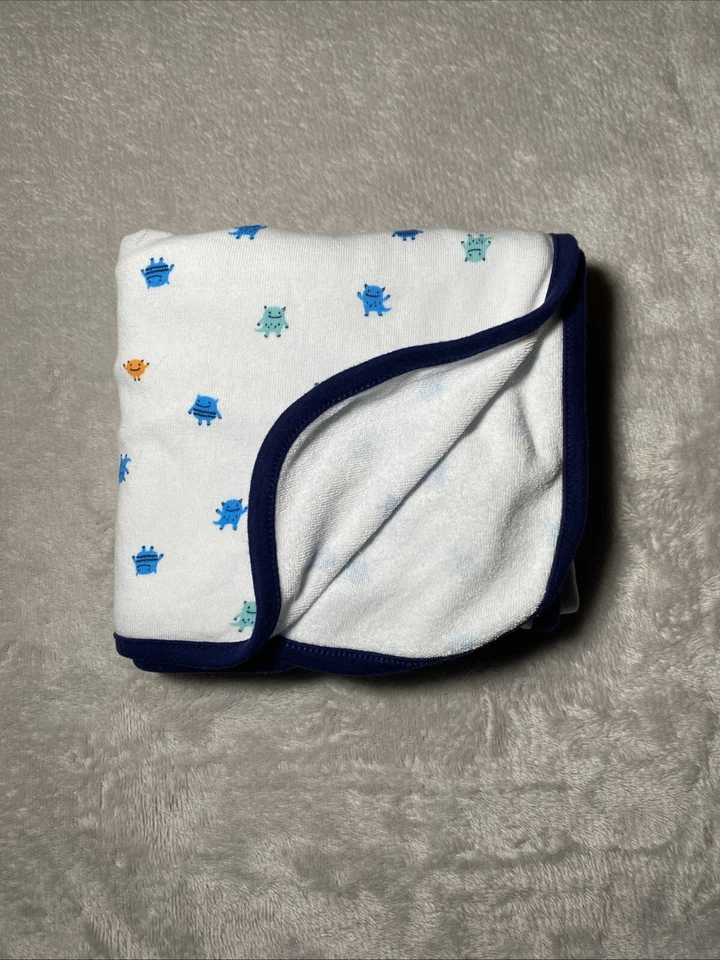 Carters Child of Mine Baby Blanket Aliens Monster White Swaddle Soft Terry Towel - Image 2 of 4