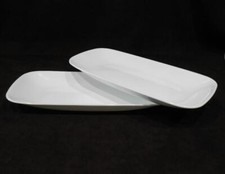 ?? 2 Corelle PURE WHITE Winter 10x5 APPETIZER TRAYS Platter Oblong Fish Plates