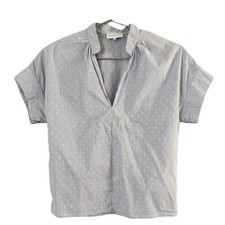 Waverly Grey Popover Cotton V Neck Blouse Made In USA Women’s Size XS