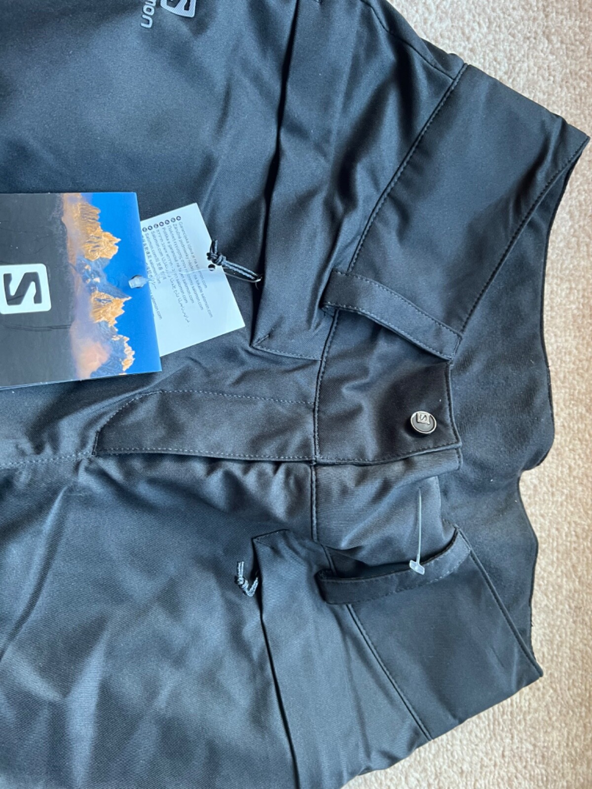 Pantaloni da sci da donna Salomon salopette da sci taglia 8 XS neri nuovi con etichette prezzo standard £119 99