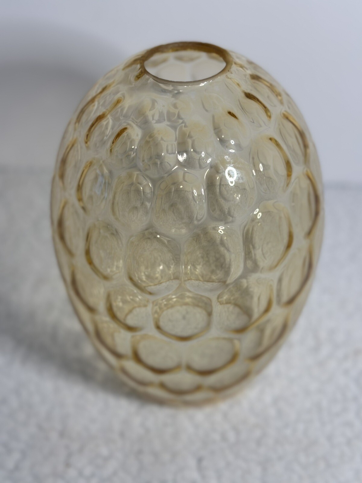 Vintage Bubble Glass Pendant Globe Lantern Shade Amber  Yellow 10” Tall 1.5” 4”