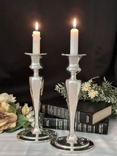 Antique Tiffany And Co Sterling Silver Candlesticks / Moore #17659 Monogram Pair - Picture 2 of 13