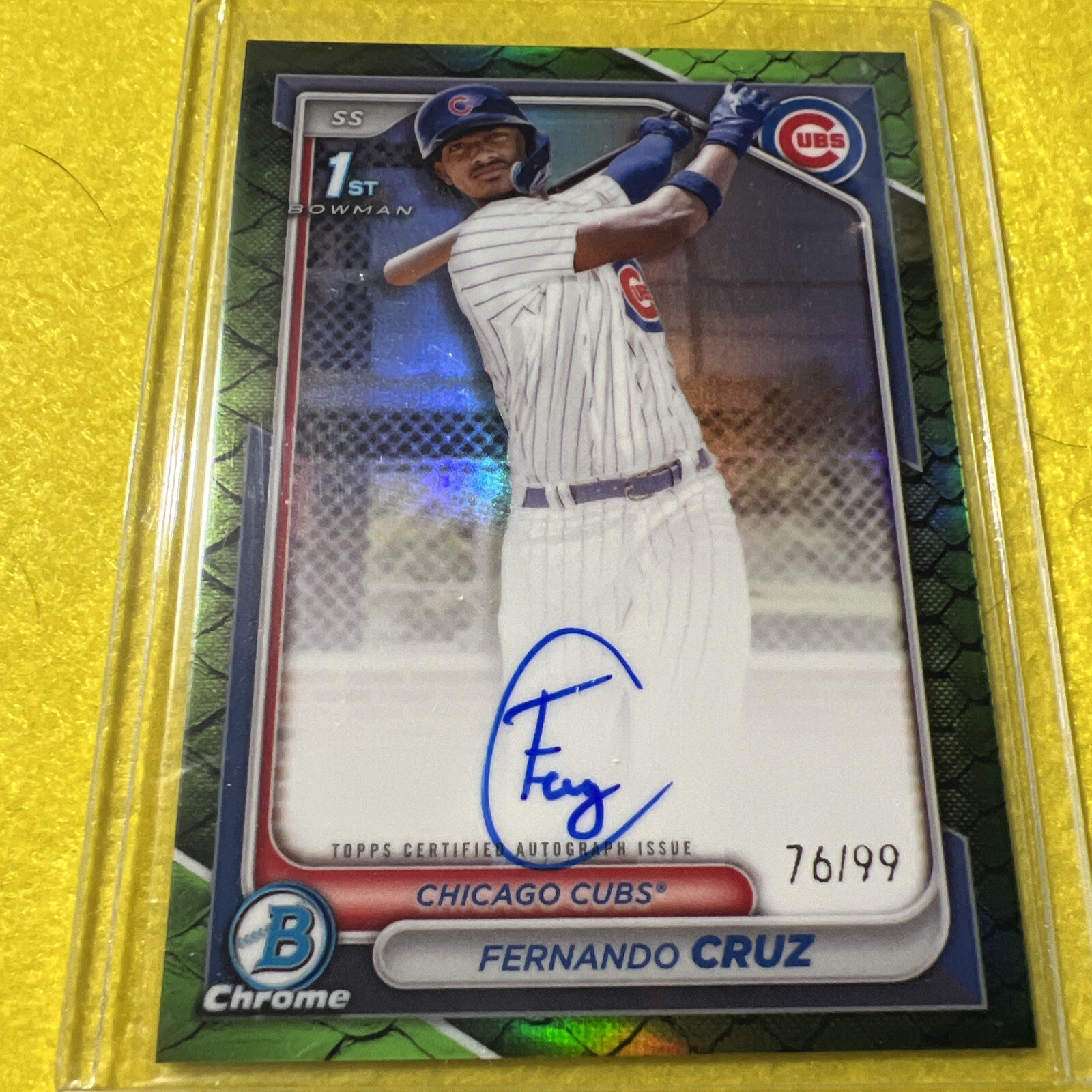 2024 BOWMAN CHROME FERNANDO CRUZ Reptile Green AUTOGRAPH /99 #CPA-FC CUBS