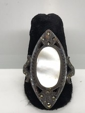 Vintage 925 Sterling Silver  Marcasite  Mother of Pearl  Ring  sz 9