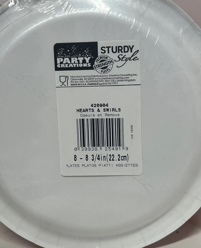 Hearts Swirls Valentines Day Party 8 9" Lunch Dinner Plates - Image 2 of 2