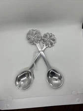 Pier 1 Imports Flower Metal Salad Server Set 11” Fork Spoon