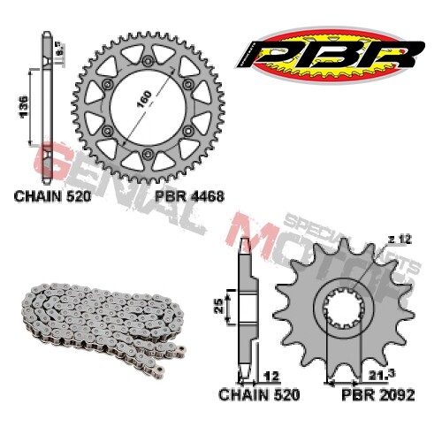 EK1964G Chain and Sprockets Kit 14 / 38 / 520 PBR VOR SM-E 2002 - Picture 2 of 2