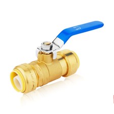 Efield 1" 1/2" 3/4" Push Fit Ball Valve Full Hot Cold Water No Lead Blue Handle