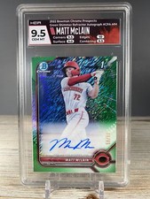 Matt McLain 2022 Bowman #CPA-MM Chrome Green Shimmer Ref. #/99 HGA 9.5 Reds