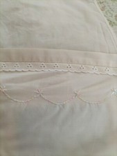 Vintage Poly Cotton Embroidered Anglais Cream Cot Sheet 78cm x 110cm VGC
