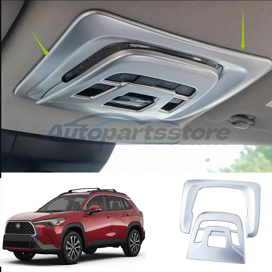 Matte Silver Front Reading Lamp Frame Cover Trim For Toyota Corolla Cross 22-23