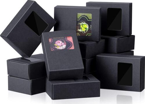 30 pièces boîtes d'emballage de savon boîte à savon en papier boîte à savon kraft avec fenêtre rectang - Photo 1/12