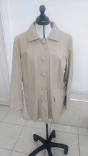 Classic Long Warm Cream Leather Ladies Stylish Jacket Size 22-24-26-28-30 Uk