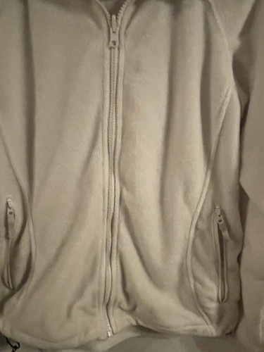 Columbia Fleece Jacket White Women’s Size Small Grey Logo Full Zip - Picture 5 of 8