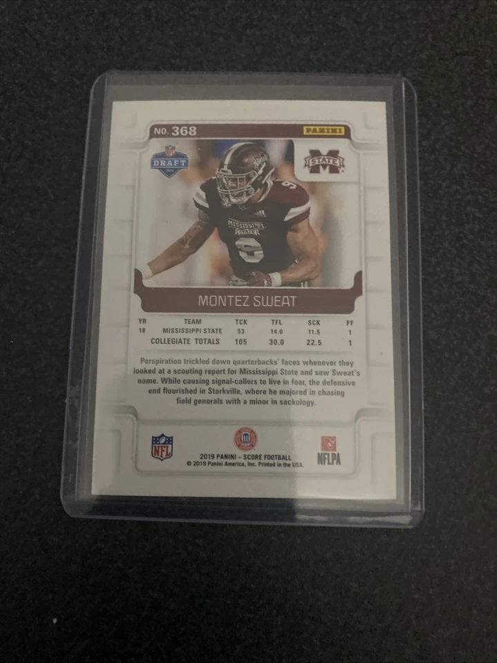 Montez Sweat 2019 Score Football Red Parallel RC #368 Mississippi State  - Image 2 of 4