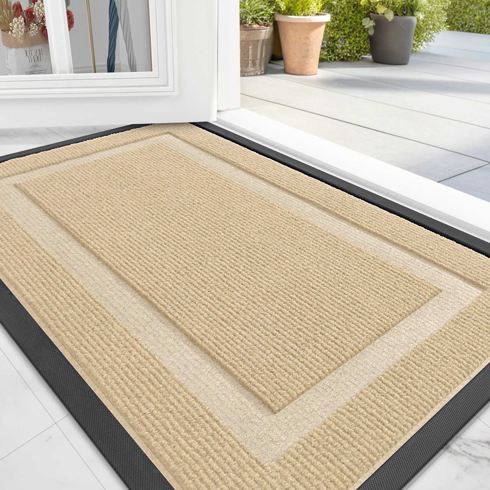 Front Door Mat Indoor Outdoor Entrance Waterproof All-Season All-Weather Door...