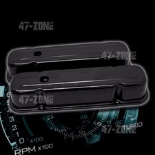Black Steel Tall Valve Covers Fit 59-79 Pontiac 301 326 350 389 400 421 428 455