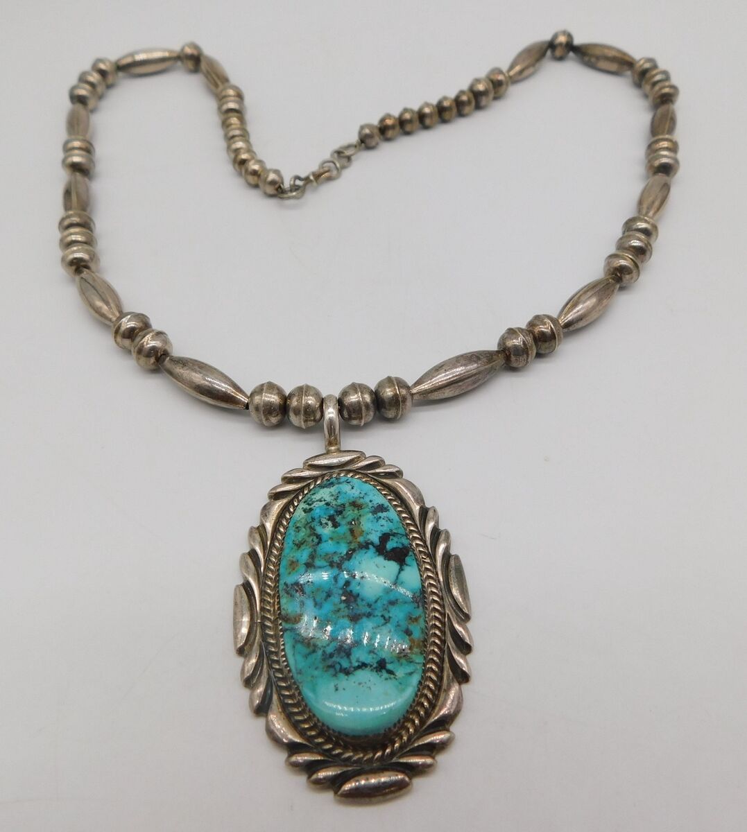 Blue Wind Turquoise!!! Vintage Native American Navajo Sterling Silver Fan Necklace Blue Wind Turquoise!!! Vintage Native American Navajo Sterling Silver Fan Necklace