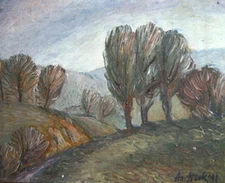 1991 European oil painting landscape signed