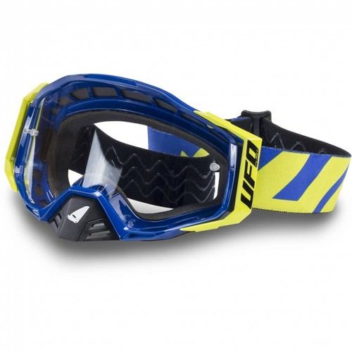 UFO MASCHERA OCCHIALI GOGGLES EPSILON BLU GIALLO FLUO CROSS ENDURO | eBay