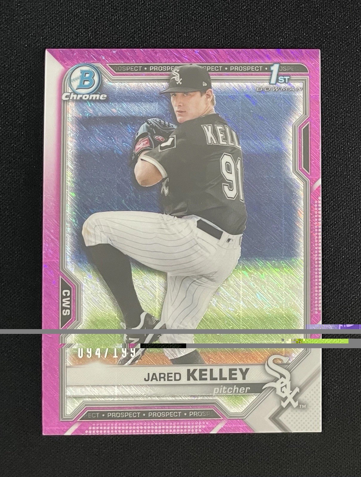 2021 Bowman Chrome Prospects 1st Fuchsia Shimmer Refractor Jared Kelley /199