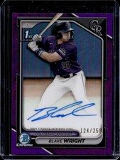 2024 Bowman Draft Blake Wright Chrome Auto Purple Refractor 1st #/250 Rockies