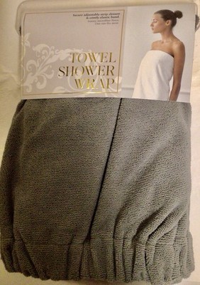 WOMENS MICRO FIBER TERRY SHOWER WRAP GRAY ONE SIZE FITS MOST 
