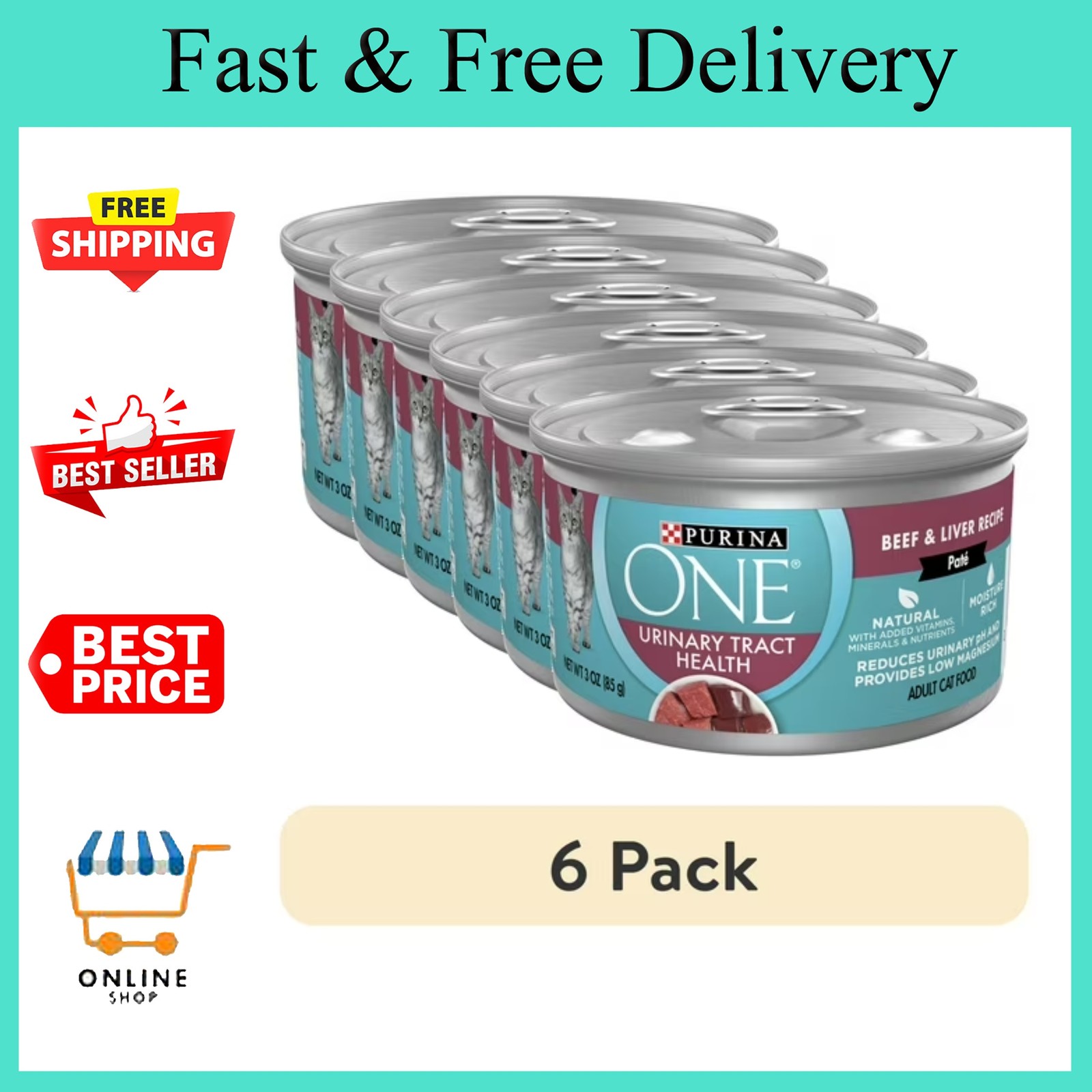 (6 pack) ONE Urinary Tract Health, Soft Beef & Liver, Wet Ca