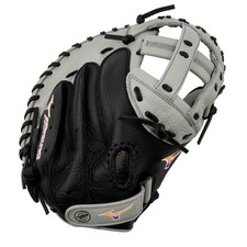 Fastpitch Catchers Mitt Grey Black Full Grain Leather with ParaShock Padding