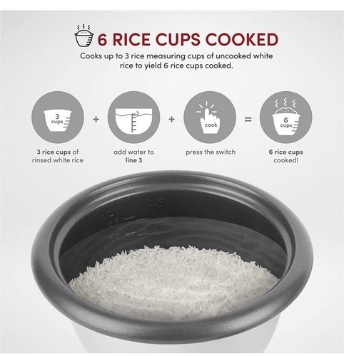 Aroma® 6-Cup (Cooked) / 1.5Qt. Rice Cooker & Food Steamer - Picture 2 of 5