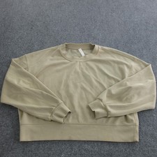Lululemon Sweatshirt Womens 8 Beige Jersey Crewneck Pullover Relaxed Logo Soft