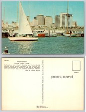 Vintage Yacht Basin Corpus Christi Texas Postcard Frank Whaley Skyline Boats