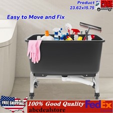12 Gal Large Mop Bucket W/4 Wheels Drain Hose...