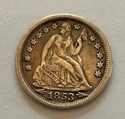 1853-P w/ Arrows Seated Liberty Dime - VF/VF+ Condition