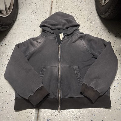 K-Two Studios Black faded distressed full zip hoodie