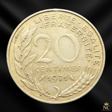 France – 1971 – 20 centimes Marianne Cupro (N0973)