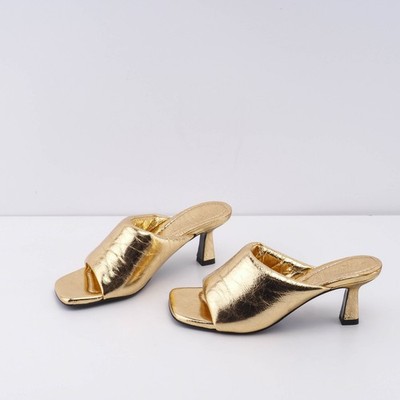 Sandro Paris Women's Shoes Mule Leather Gold 37 SFACH00940