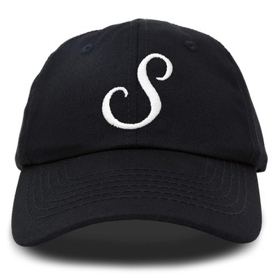DALIX Initial Hat Letter S Womens Baseball Cap Monogram Cursive Embroider Black