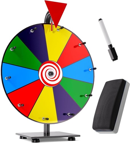 Heavy Duty 12" Dry Erase Prize Wheel with Colorful Slots for Fundraising Fun - Picture 3 of 9