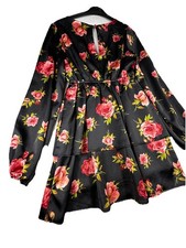 Forever 21 Black Floral Dress with Pink Roses Size Small