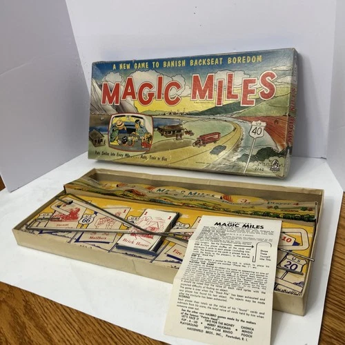 Vintage 1956 Magic Miles Car Game Hassenfeld Bros Hasbro Complete Boardgame T