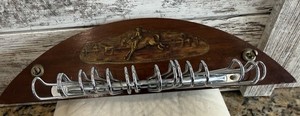 Vintage Wooden Tie Rack Wall Mount Equestrian Design