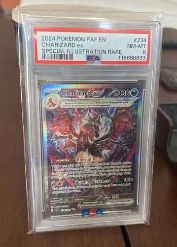 Paldean Fates Charizard EX Sir 234/091 Full Art Holo Card PSA 8