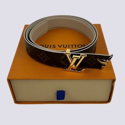 Louis Vuitton LV Monogram Pretty 30mm Reversible Belt Brown M8233 Sz 80/32