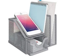 Mesh Desk Organizer Desktop Organizer with Drawer Office Supplies Gray