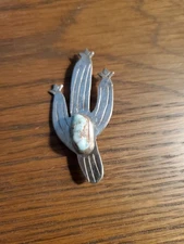 Sterling silver and turquoise  Navajo artist Annie Chapo designed cactus