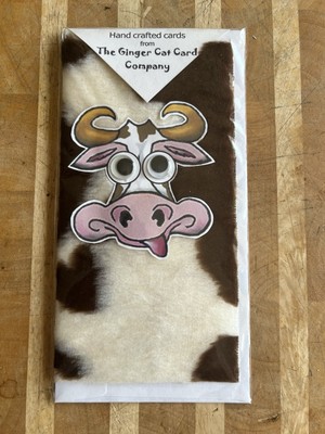 Moo Kuh Grußkarte, Handarbeit mit lustigem Fellstoff & Original Cartoon Design.
