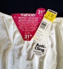 VTG WARNER  S long half slip A-line Sz L 31  Ivory Anti-Cling Antron Nylon III