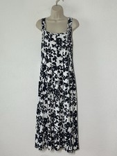New Jones New York Maxi Dress Navy White Floral Flowy Sleeveless Resort Wear